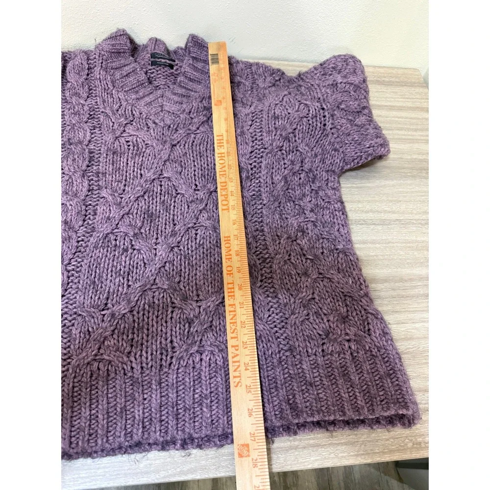 Zara Man Men Sweater Medium Purple‎ Wool Alpaca Blend Cable Knit Italian Yarn